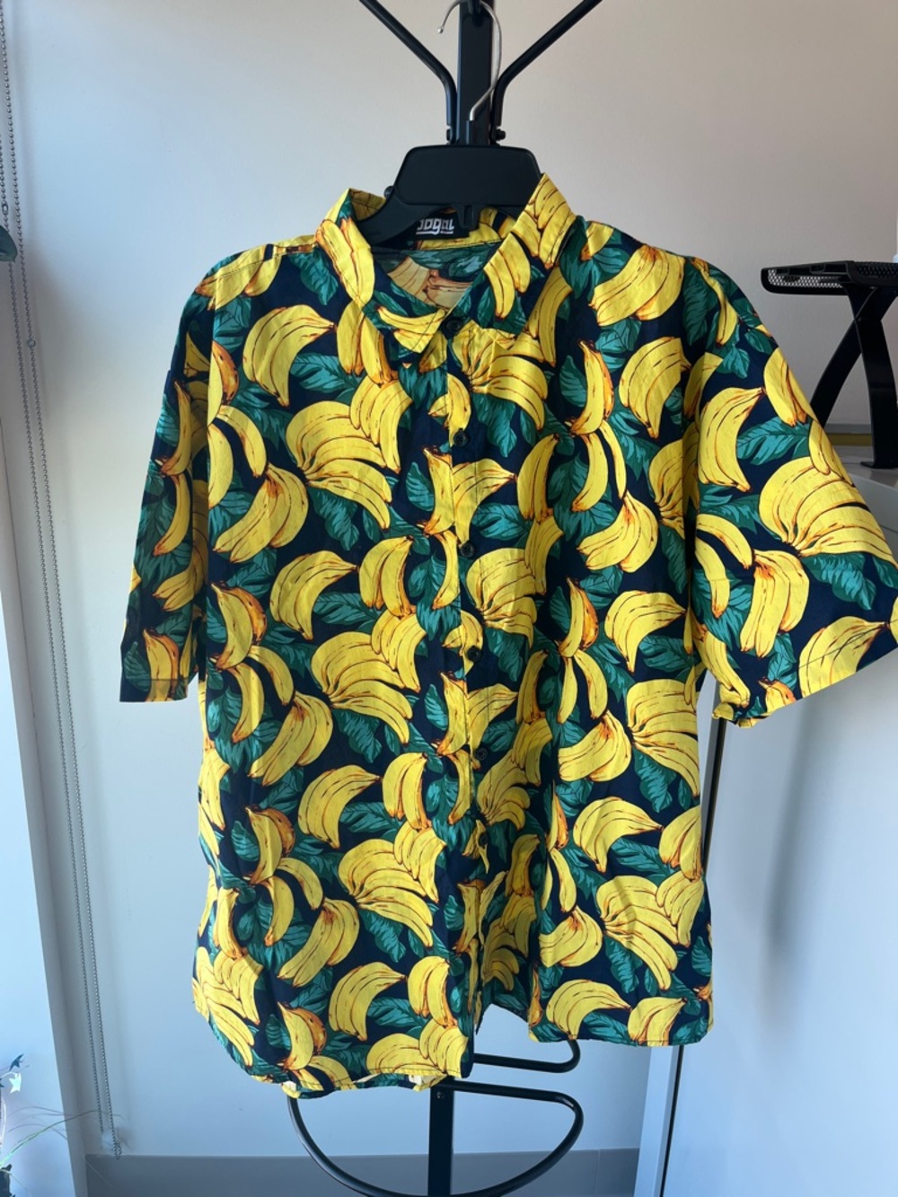 Tropical Banana Print Short-Sleeve Shirt - Yellow Green